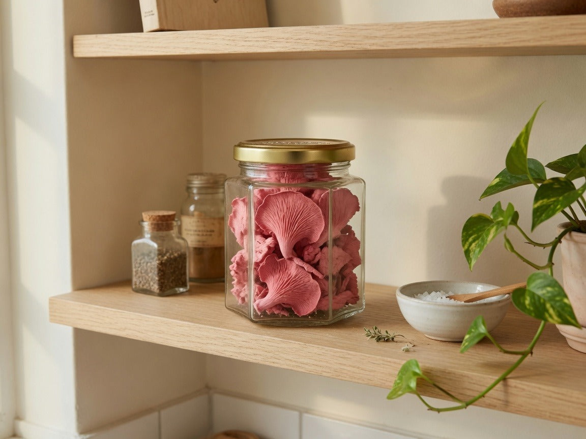 Pink Oyster freeze dried jar